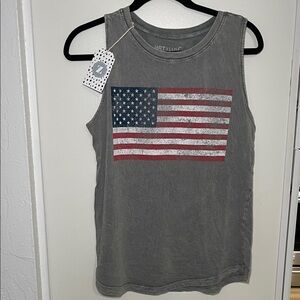 HRT LUV Gray American Flag Tank Top